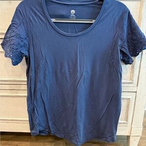 Kindred Bravely Navy Bamboo Everyday Eyelet Maternity & Nursing T-shirt